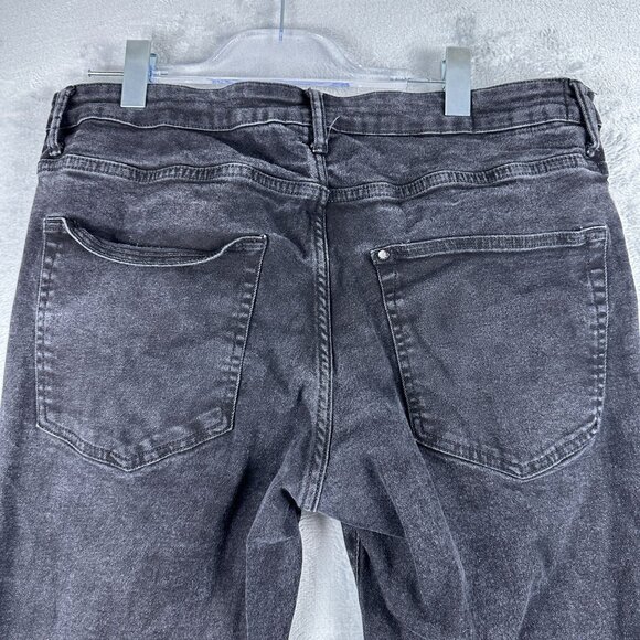 H&M Straight Leg Jeans Women's Size 38/32 High Rise Acid Wash Denim Black - Picture 4 of 13